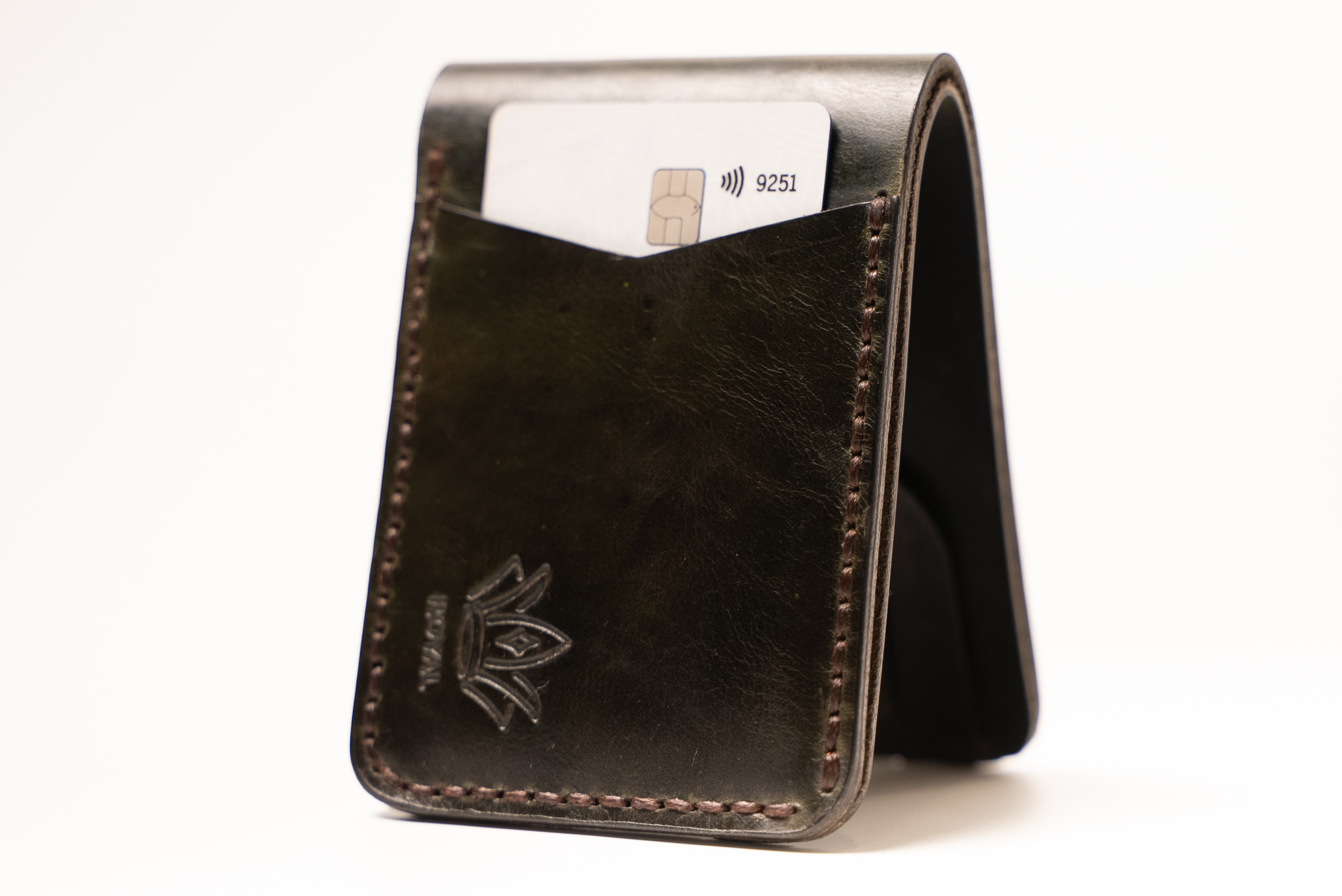 ROYAL Hand Stitch Front Pocket Wallet — Green | Premium Leather